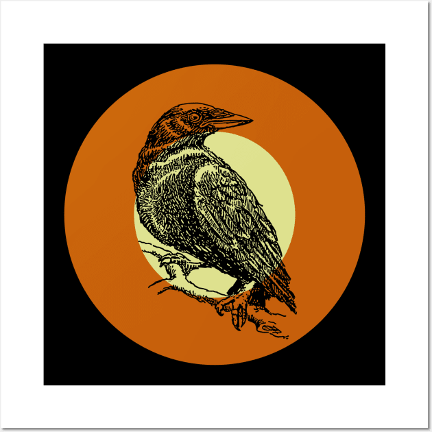 Halloween Crow, Signs, Omens, and Fortunes - Pale Green, Orange, and Black Variation Wall Art by SwagOMart